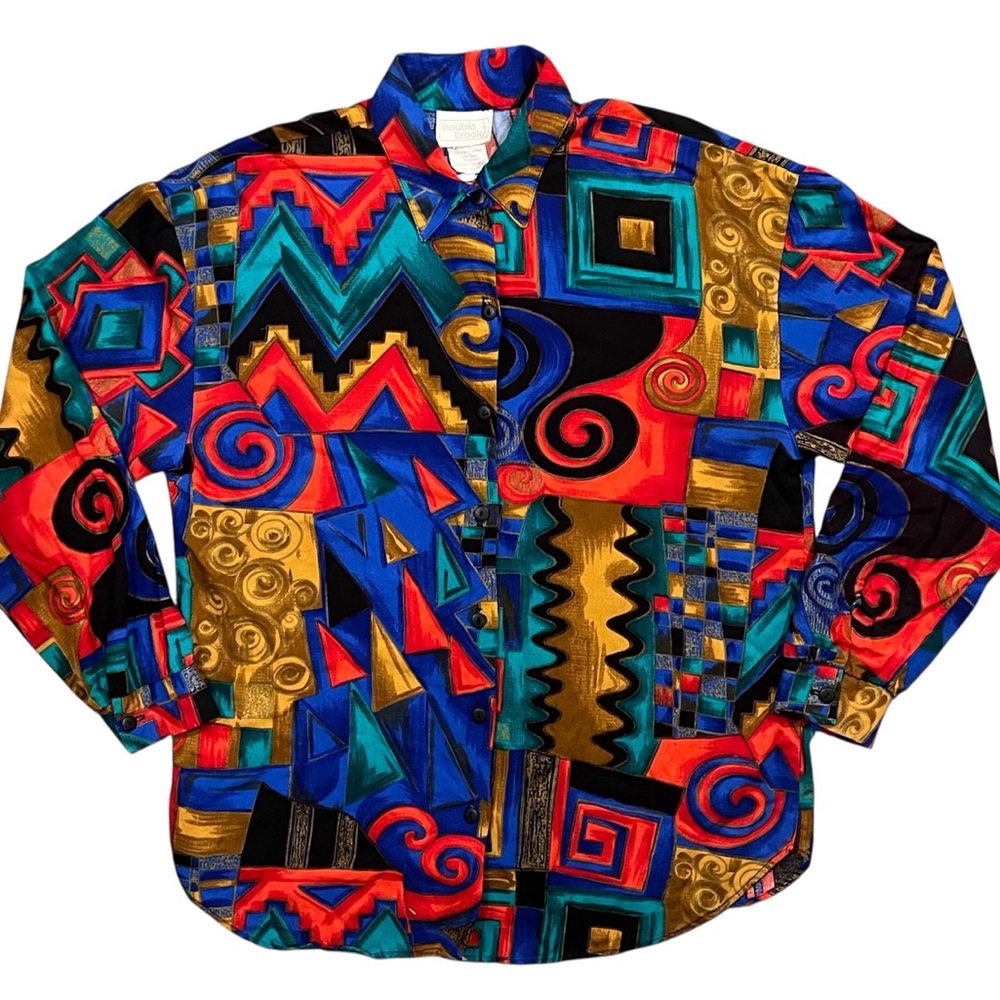 Bobbie Brooks Multicolor Abstract Geometric Button-Up Shirt